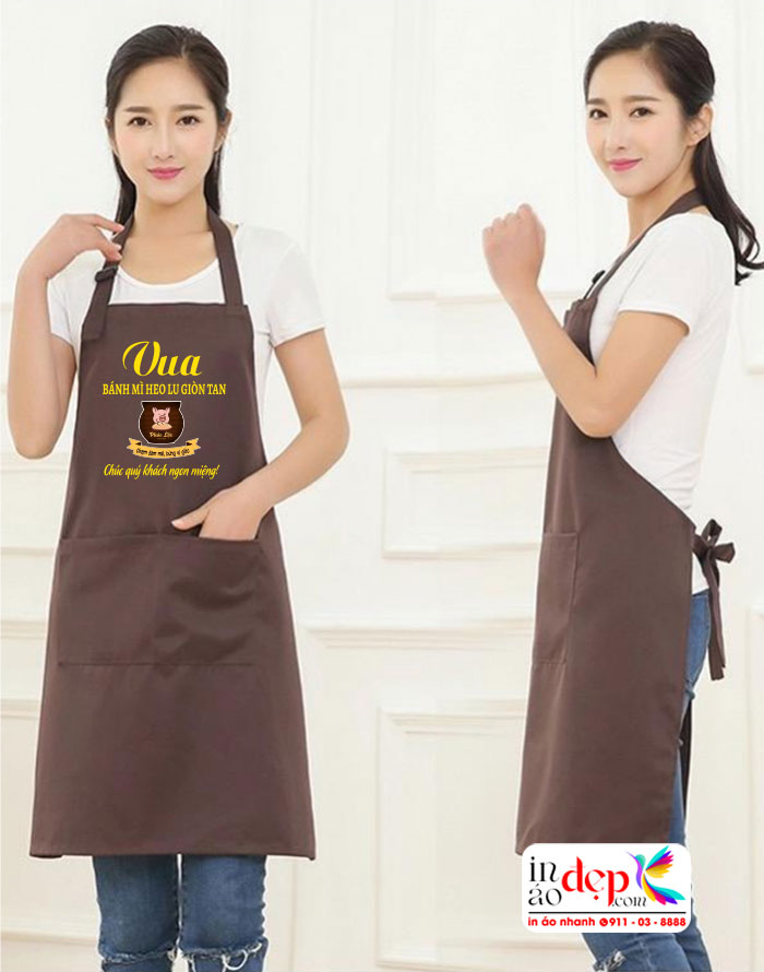 May tạp dề Quán Vua bánh mì heo lu giòn tan | May  Tap de dong phuc